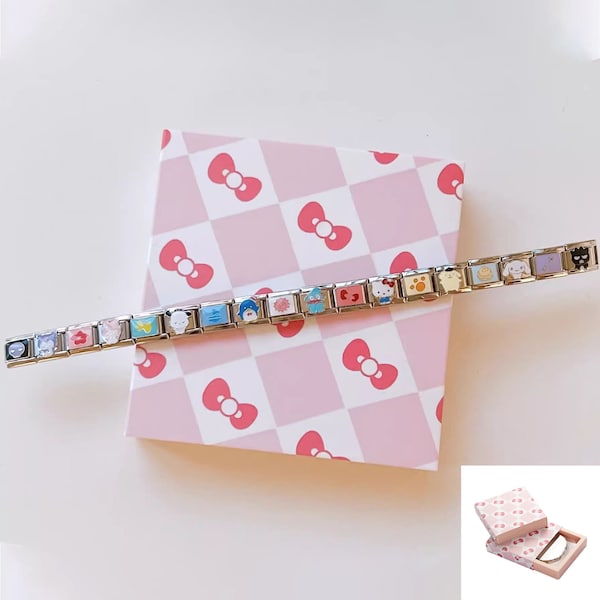 Italian Charms Bracelet, Cute Cartoon Bracelet, Classic 9mm size, Custom Bracelet, Charm Links, Valentine's Day Gift for her, Bracelet Gift