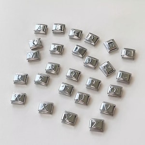 Italian Charms Bracelet, Alphabet Bracelet, Classic 9mm size, Custom Bracelet, Charm Links, Valentine&#39;s Day Gift for her, Italian Bracelet,