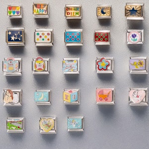 Italian Charms Bracelet, Classic 9mm size, Custom Bracelet, Charm Modular Link Collection, Surprise Italian Bracelet,Valentines Gift for her