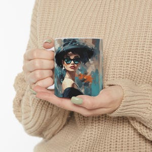 Audrey Hepburn Artistic Ceramic Mug | Unique Coffee Cup, Gift for Art Lovers, Home Decor, Creative Drinkware