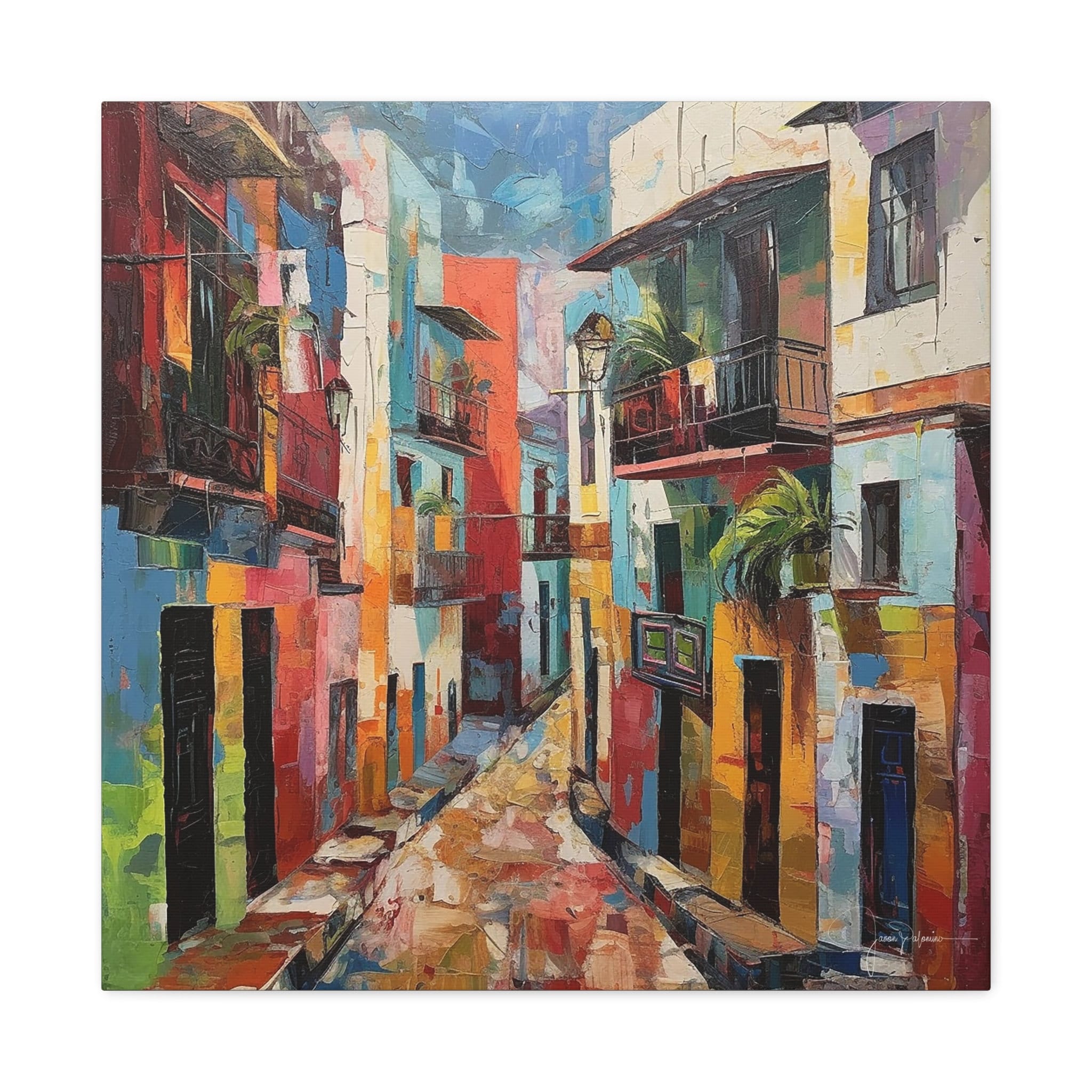 San Juan Puerto Rico Original Abstract Oil Painting on Canvas Print, Ready to Hang Wall Art, Modern Home Decoration, Contemporary Art