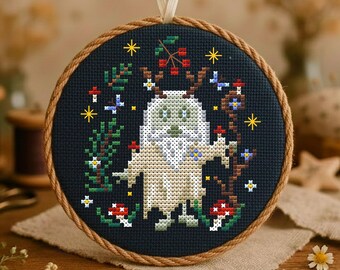 Chugaister Cross Stitch PDF, Slavic Forest Spirit Ornament Pattern, Dark Folklore Wall Art
