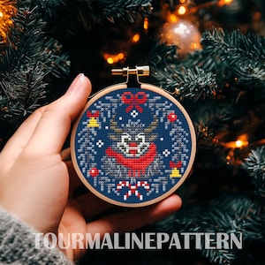 Krampus Christmas Cross Stitch Pattern PDF, Spooky Holiday Ornament, Creepy Dark Christmas Stitch, Mini Nightmare Xmas Embroidery