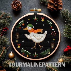Winter Silly Goose Cross Stitch Pattern PDF, Holiday Cottagecore Needlework, Funny Christmas Design, Cozy Farmhouse Vibes, Christmas Gift