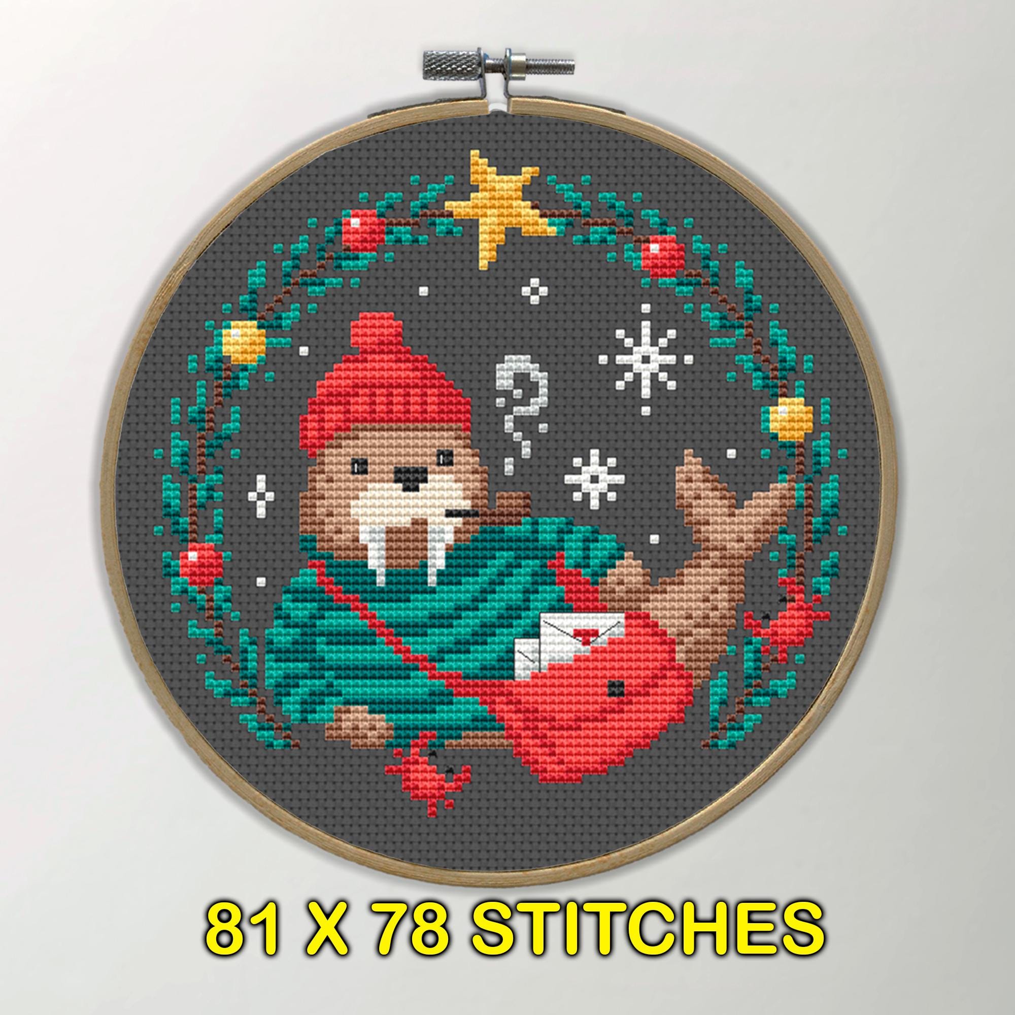 Funny Walrus Cross Stitch Pattern PDF, Arctic Postman Walrus With