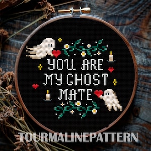 Cute Ghost Cross Stitch Pattern PDF, Witchy and Spooky Needlework, Small Pattern for Cozy Horror Decor, Beginner Friendly Mini Pattern