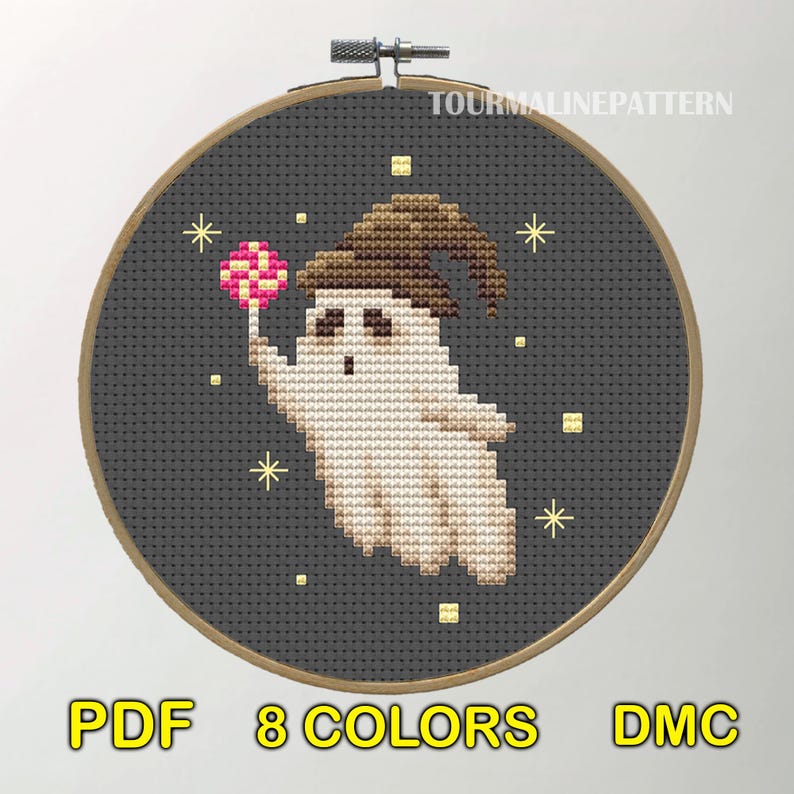 Funny Ghost Cross Stitch Pattern PDF, Small Halloween Embroidery ...