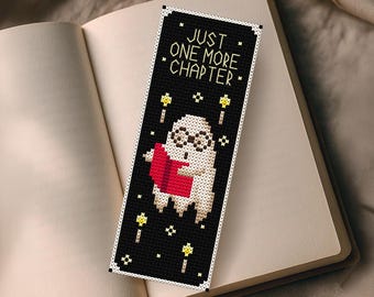 Reading Ghost Bookmark Cross Stitch Pattern PDF — Just One More Chapter