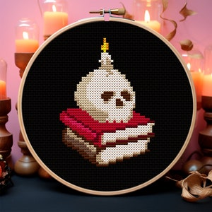 Gothic witch skull cross stitch pattern PDF Small horror stitch Dark witchy cross stitch Goth decor