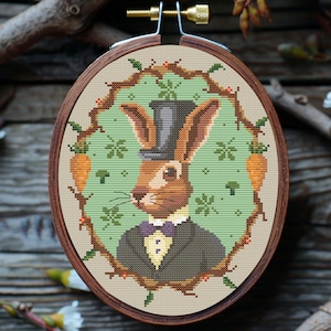 Rabbit Portrait Cottagecore Cross Stitch Pattern PDF, Funny Cross ...