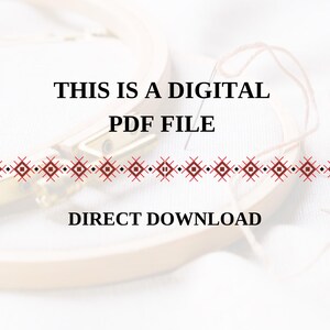 May include: A close-up of a wooden embroidery hoop with a red and black geometric pattern. The text "THIS IS A DIGITAL PDF FILE DIRECT DOWNLOAD" is displayed on a white background.