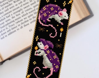 Magician Mice Bookmark Cross Stitch PDF, Funny Halloween Bookmark, Witchy Cross Stitch, Aesthetic Handmade Bookmark, Rat Lover Gift