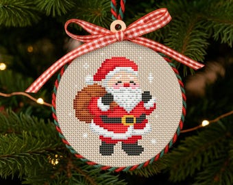 Santa Claus Cross Stitch Pattern PDF - Christmas Ornament Embroidery