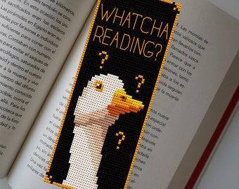 Marcapáginas de ganso gracioso, Patrón de marcapáginas de punto de cruz en PDF, Patrón de bordado de marcapáginas divertido y original, Marcapáginas pequeño y sarcástico, Regalo para amantes de los libros