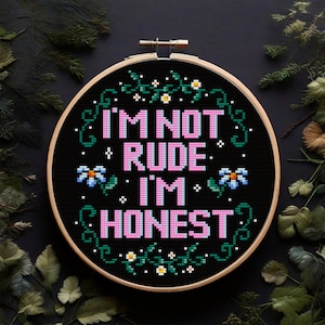 Snarky cross stitch pattern PDF Sarcastic embroidery Floral cross stitch pattern Easy Rude cross stitch Wall Decor