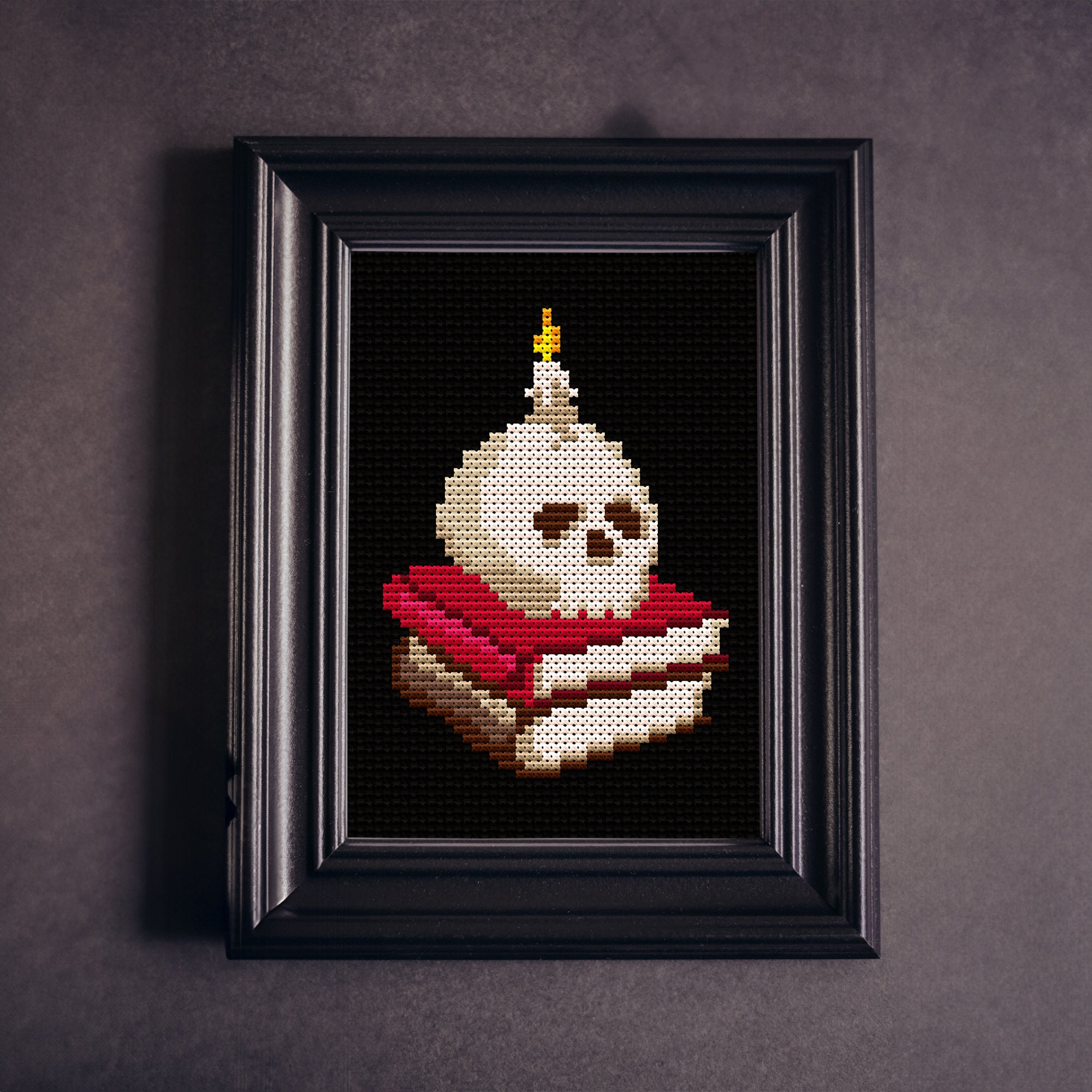 Gothic Witch Skull Cross Stitch Pattern PDF Small Horror Stitch Dark ...