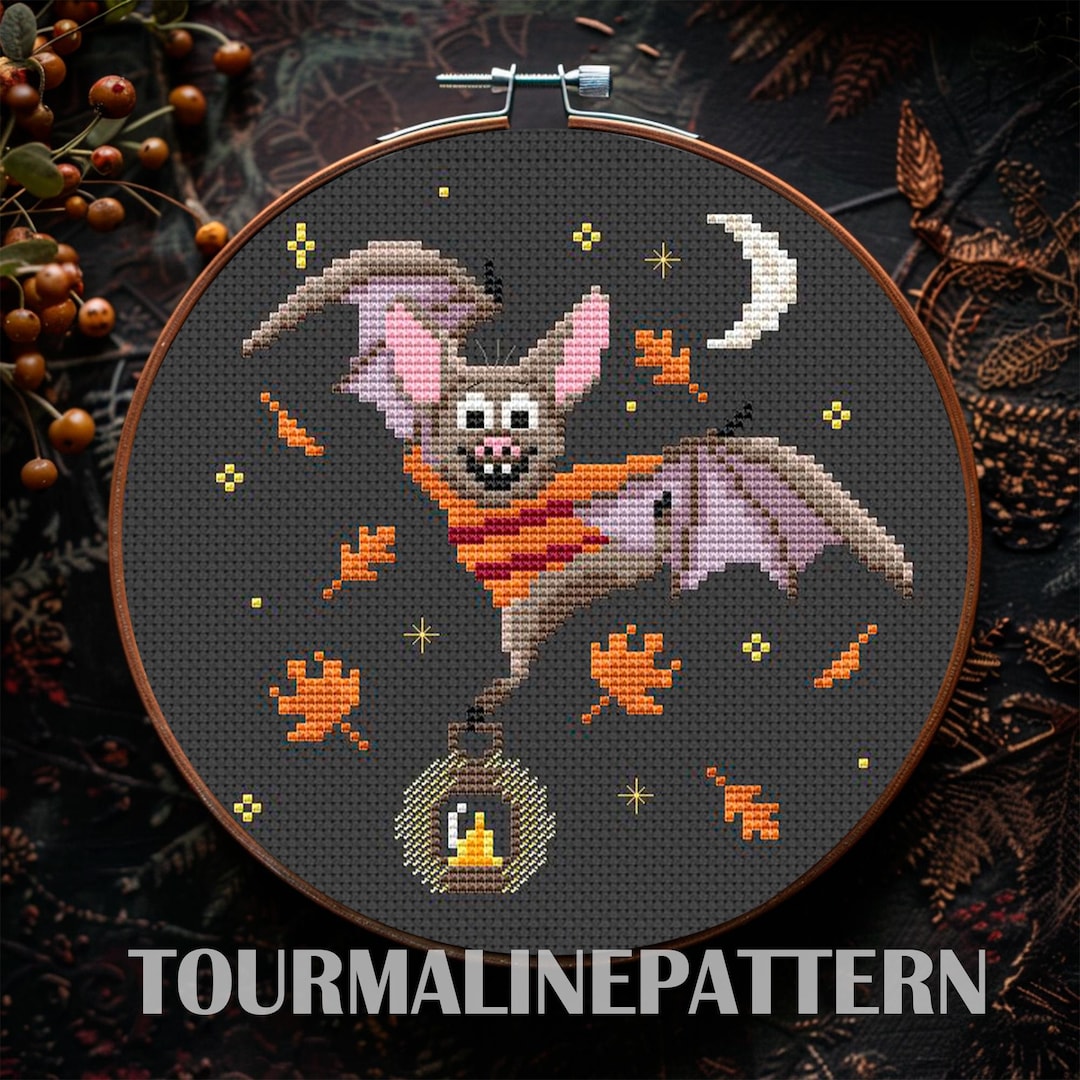 Cute Bat Cross Stitch Pattern: Halloween Night Flight (PDF) - Etsy