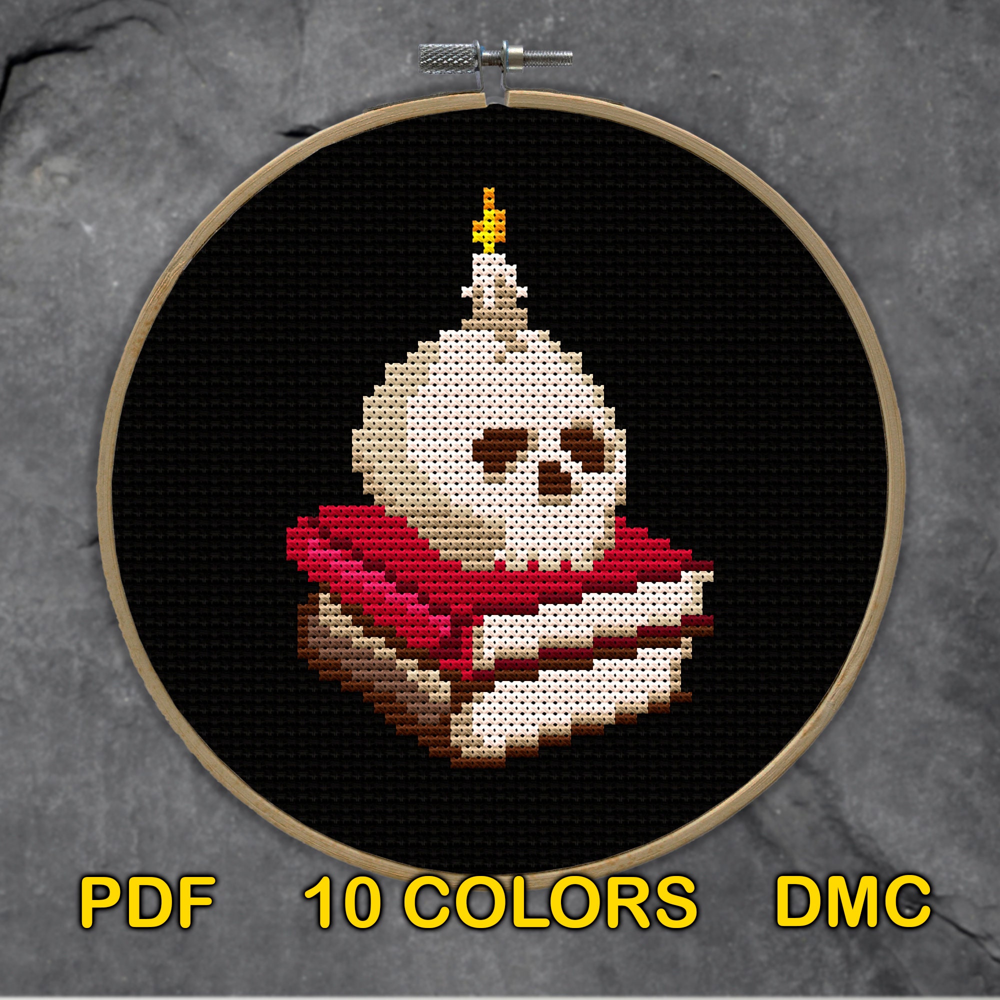Gothic Witch Skull Cross Stitch Pattern PDF Small Horror Stitch Dark ...
