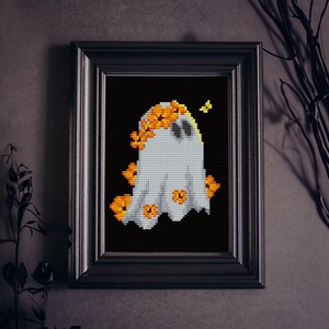 Flower Ghost Cross Stitch Pattern PDF Cute Ghost Embroidery Pattern ...