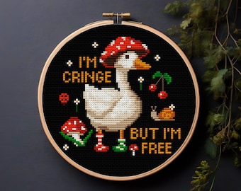 Snarky Goose Cross Stitch Pattern, Funny Cottagecore Mushroom PDF Chart, Sarcastic Gift