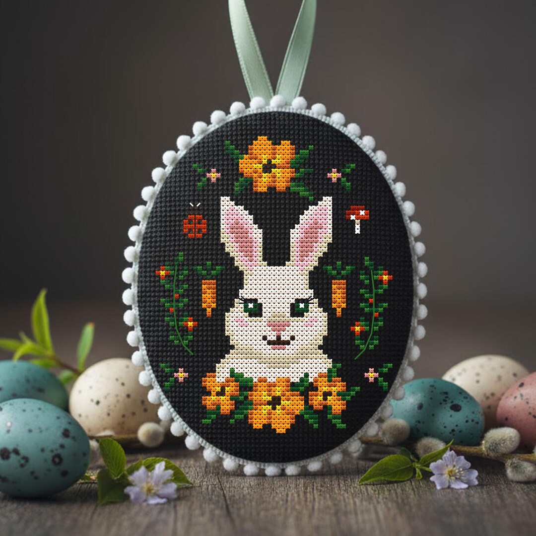 Easter Bunny Cross Stitch Pattern (PDF) – Mini Rabbit Embroidery for ...