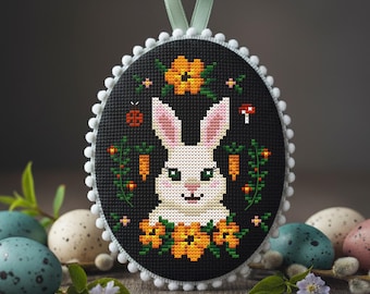 Easter Bunny Cross Stitch Pattern (PDF) – Mini Rabbit Embroidery for Spring Decor