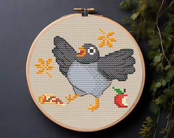 Funny Pigeon Cross Stitch Pattern PDF, Snarky Gift for Bird Lover, Modern Mini Embroidery