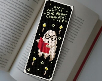Just One More Chapter Bookmark Cross Stitch PDF, Funny Ghost Gift for Book Lover