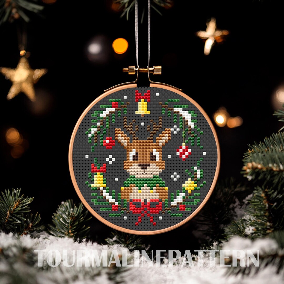 Christmas Reindeer Cross Stitch Pattern: Mini Deer Ornament (PDF) - Etsy