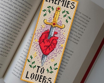 Dark Romance Cross Stitch Bookmark Pattern PDF, Enemies to Lovers Pattern, Dark Aesthetic Bookmark for Readers