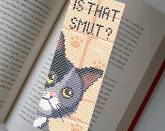 Sassy Cat Cross Stitch Bookmark Pattern PDF, Rude and Funny Cross Stitch, Aesthetic handmade bookmark, Funny cat pattern, Book lover gift
