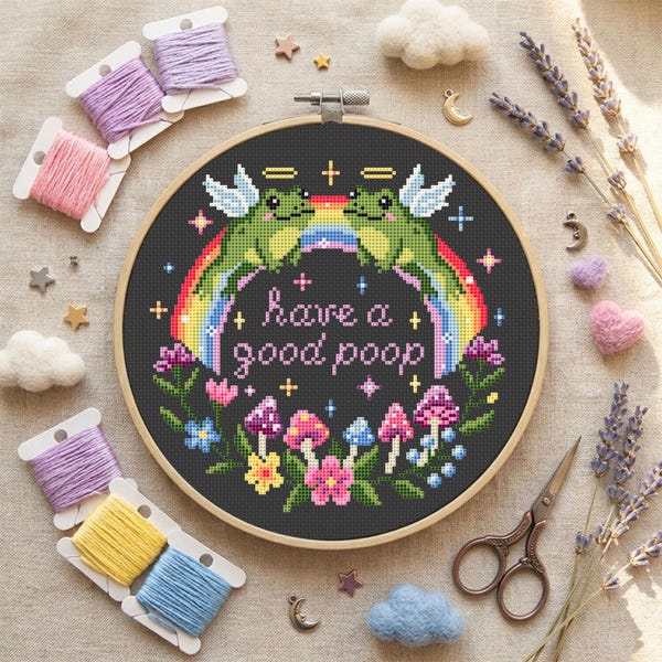Have a Good Poop PDF Cross Stitch Pattern, Funny Bathroom Wall Art and Snarky Decor