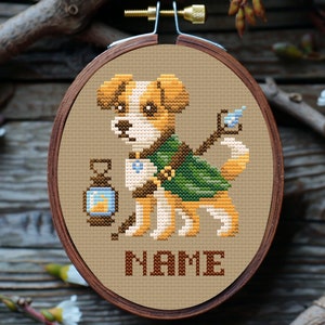 Patrón de punto de cruz de Jack Russell Terrier en PDF, lindo perro bordado, divertido texto personalizado en punto de cruz para amantes de los perros, puntada mágica y de fantasía