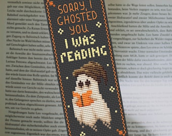 Spooky Bookmark Cross Stitch Pattern PDF, Cute Ghost Design, Handmade Aesthetic Bookmark,  Embroidered Ghost Pattern, Dark Cross Stitch