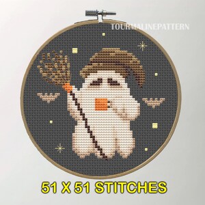 Coffee Ghost PDF Cross Stitch Pattern, Witchy Halloween Embroidery and ...