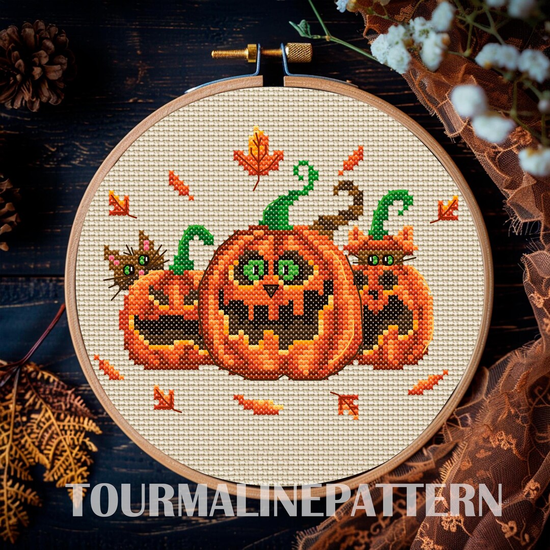 Pumpkin Cat Cross Stitch Pattern: Funny Jack O Lantern (PDF) - Etsy