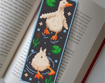 Two Silly Geese at the Pond – Cross Stitch Bookmark Pattern PDF