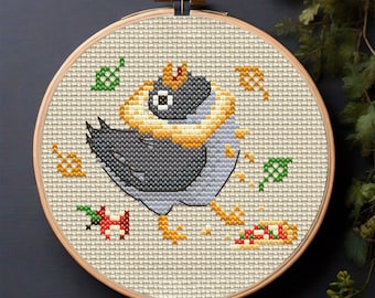 Funny Breadhead Pigeon Cross Stitch Pattern PDF, Bird Lover Gift, Silly Bird Embroidery, Small Cross Stitch, Patterns for Quick Projects