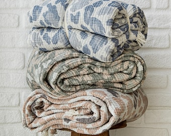 King Size Muslin Leopard Blanket: Reversible Cotton Bedspread
