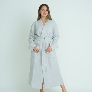 Muslin Kimono Robe, Robes for Women,Pure Cotton Bathrobe, Lightweight Dressing Gown,Soft Bathrobe, Turkish Luxury Bathrobe Pocket image 2