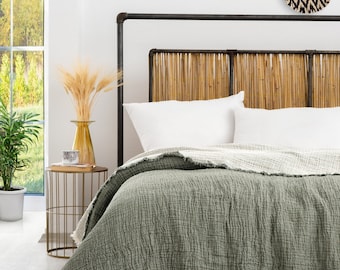 Soft Cotton Muslin Blanket: Reversible Bedspread, Twin/Queen/King