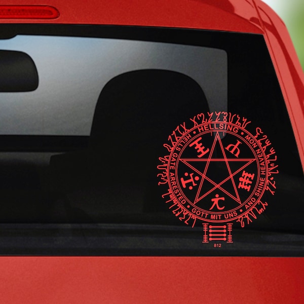 Hellsing Seal Vinyl Anime Decal | Car Window Adhesive Vinyl Sticker | Hellsing Alucard’s Glove Symbol |