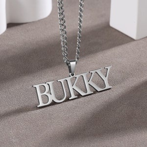 Colar de placa de identificação personalizada de ouro com corrente de meio-fio, pingente unissex feito à mão para homens e mulheres, joias de nome personalizadas em corrente grossa