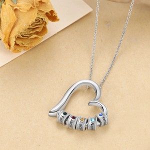 Collar de madre de hija: collar de plata para mamá, collar con piedra de nacimiento para madre, collar personalizado para mujer, colgante con piedra de nacimiento para mamá