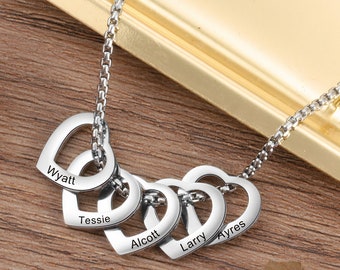Mom Necklace – Custom Engraved Heart Necklace for Mother’s Day, Gift for Mom of 2 3 4 5+ Kids, Wife or Grandma Jewelry Gift Idea