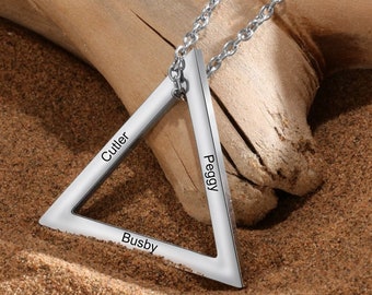 Personalized Triangle Name Necklace - Custom Engraved Jewelry for Dad, Grandpa, Husband, Gift for Father's Day, Birthday, Anniversary