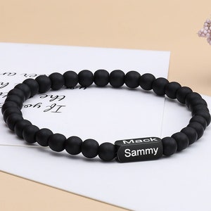 Pulsera Rudraksha para hombres: pulsera de ónix para hombres, pulsera de cuentas de hombres negros, pulsera de cuentas de hombres, pulsera de papá, regalo de novio, regalo de Navidad