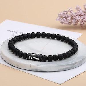Pulsera personalizada para hombre: pulsera hecha a mano para papá, joyería con nombres grabados, regalos de Navidad y del Día del Padre para él, papá, niño, novio