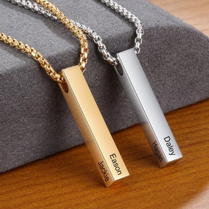 Collar de papá: Collar de padre personalizado - Colgante de padre grabado - Regalo perfecto para el marido, hecho a mano y grabado - Negro, Plata, Oro