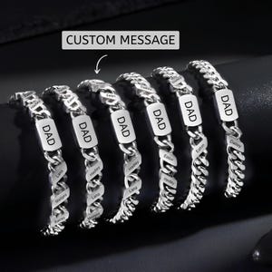 Custom Dad Bracelet with Kids’ Names – Personalized Stainless Steel Chain Link Bracelet for Men – Engraved Father’s Bracelet with Names